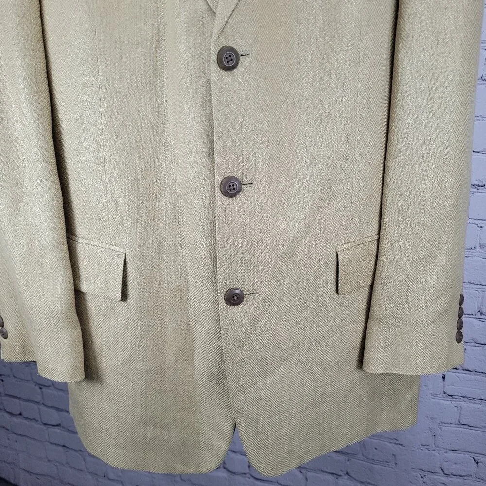 Bachrach Gold 100% Silk Herringbone 3 Button Notch Blazer Sport Coat 42L